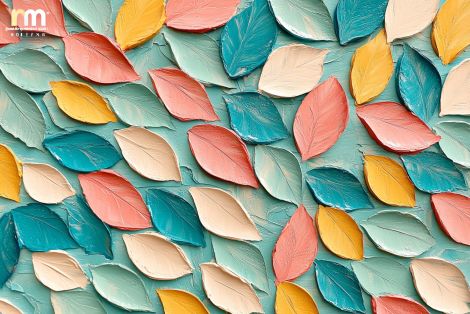 Pastel Leaves in Textured Harmony