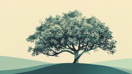 Solitary Tree on Rolling Green Hills