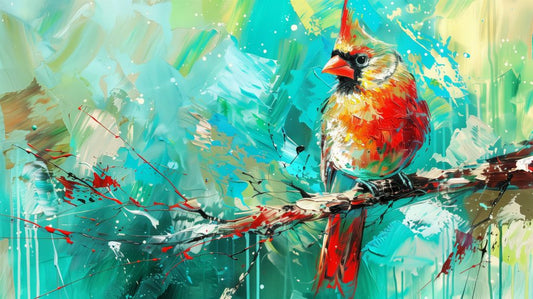 Cardinal Perched in Turquoise Splendor