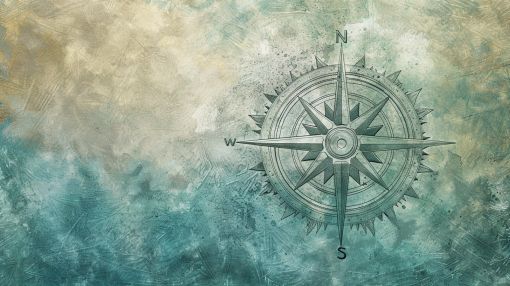Vintage Compass Rose on Weathered Sea