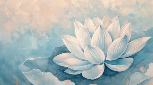Serene White Lotus in Soft Blue