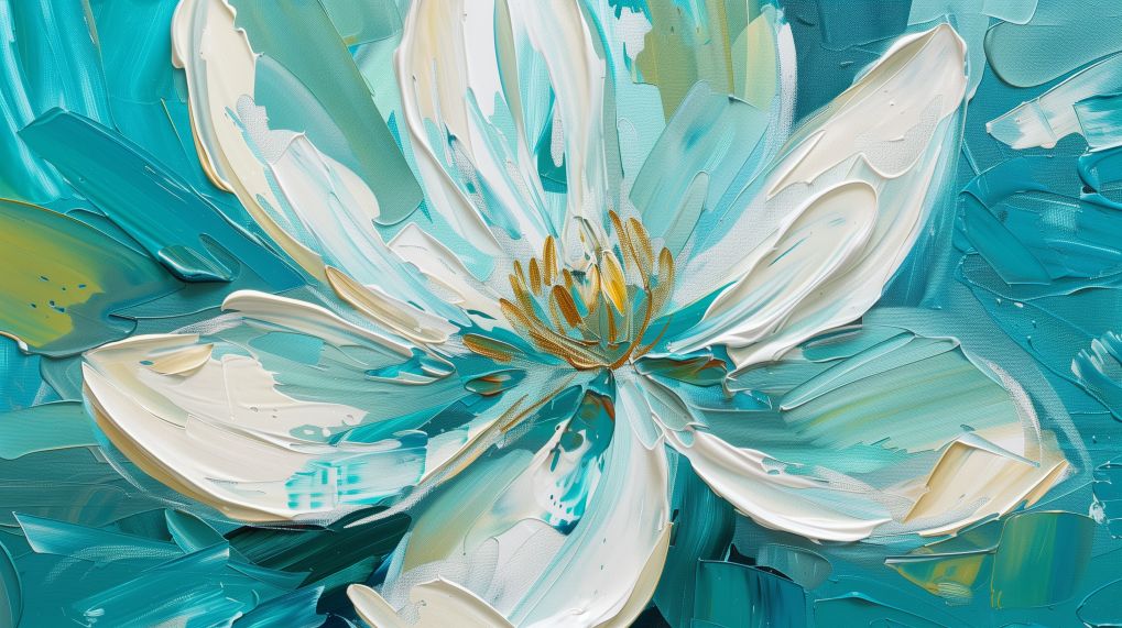 Turquoise Bloom in Impasto Light