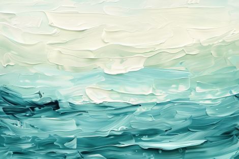 Turquoise Waves in Impasto Light