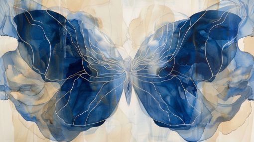 Ethereal Blue Butterfly in Watercolor