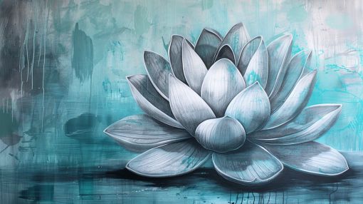 Serene Lotus in Teal Waters