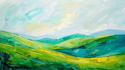 Rolling Green Hills in Spring Light