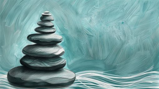 Balanced Stones in Tranquil Waters