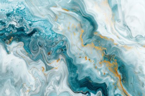 Teal and Gold Marble Flow