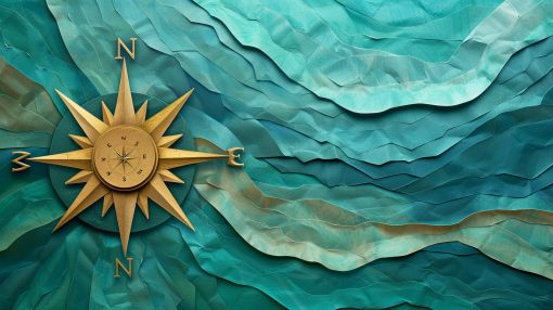 Golden Compass Over Turquoise Seas