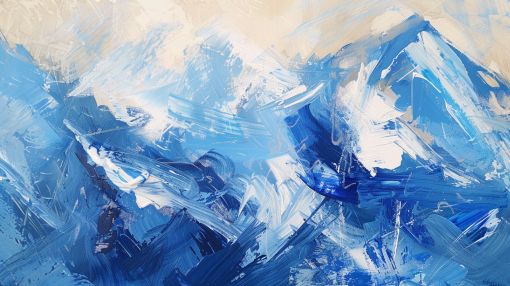 Alpine Peaks in Abstract Blue