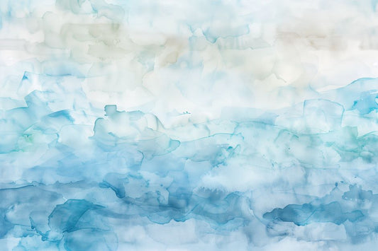 Serene Blue Watercolor Ocean Horizon