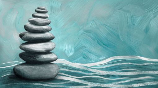 Zen Stones Rising Above Tranquil Waters