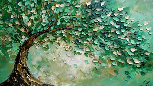 Emerald Tree in Sweeping Wind