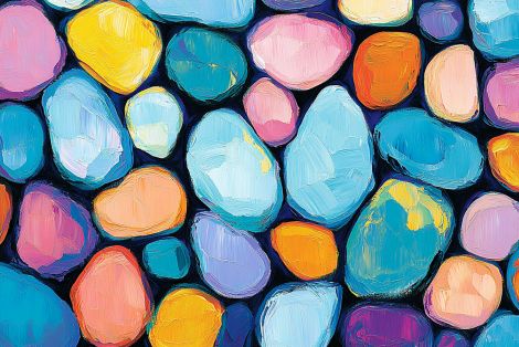 Vibrant Painted Pebbles in Bold Color