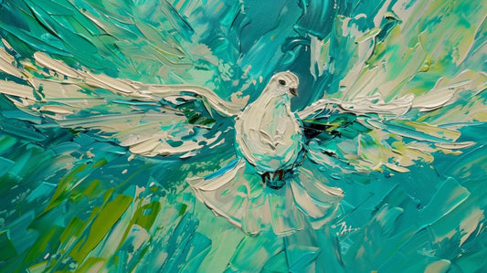 White Dove in Turquoise Flight