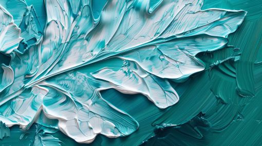Teal Leaf in Thick Impasto
