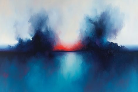 Crimson Dawn Over Still Waters