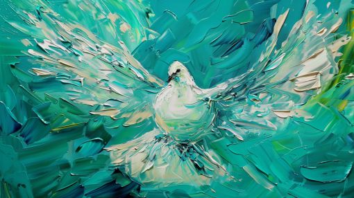 White Dove in Turquoise Flight