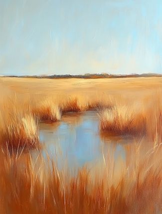 Golden Marsh Reflections at Dusk