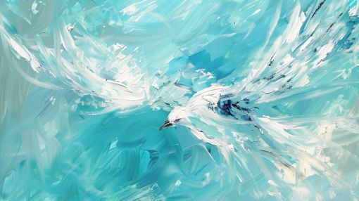 Seabird Soaring Through Turquoise Winds