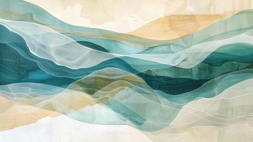 Flowing Teal Waves Over Golden Sand