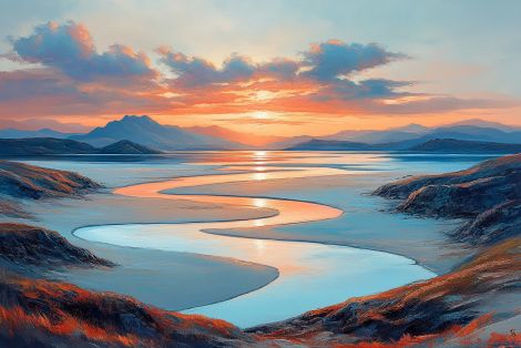 Winding Estuary at Golden Sunset