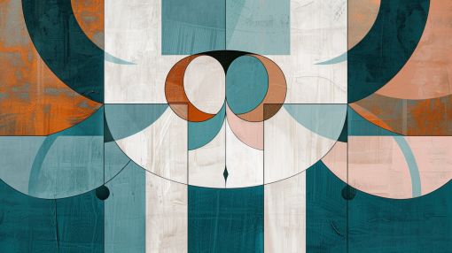 Geometric Harmony in Teal and Orange