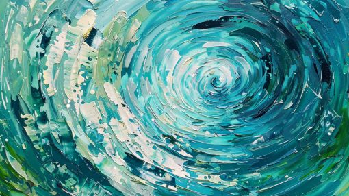 Turquoise Spiral Ocean Vortex Painting