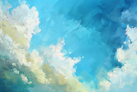 Sunlit Clouds in Turquoise Expanse