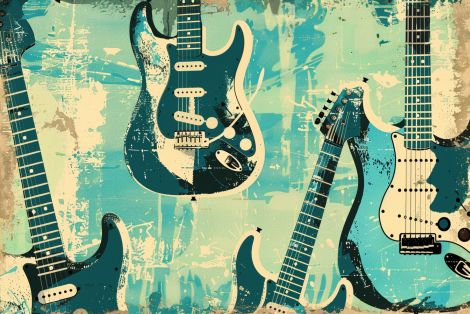 Vintage Electric Guitars in Teal