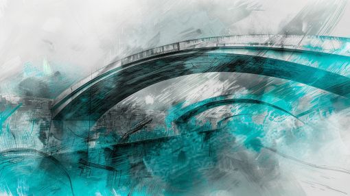 Teal Arches in Urban Motion