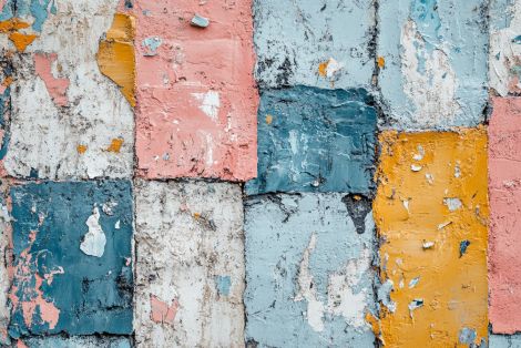 Weathered Pastel Patchwork on Concrete