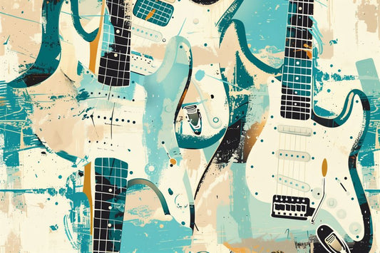 Retro Electric Guitars in Teal