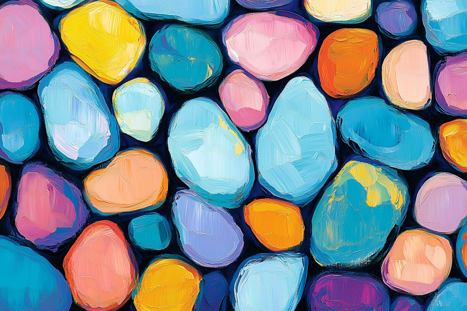 Vibrant River Stones in Bold Color