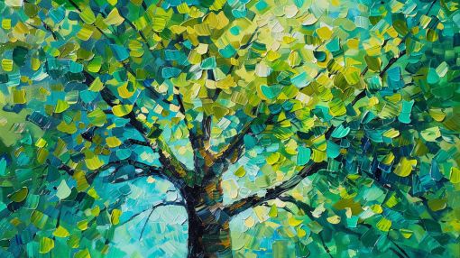 Sunlit Canopy in Emerald and Gold