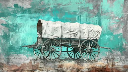 Covered Wagon on Turquoise Horizon