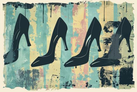 High Heels on Vintage Stripes
