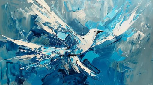 White Bird Soaring Through Azure Skies