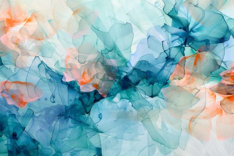 Ethereal Bloom in Teal and Coral