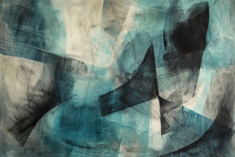 Fractured Tides in Teal and Shadow