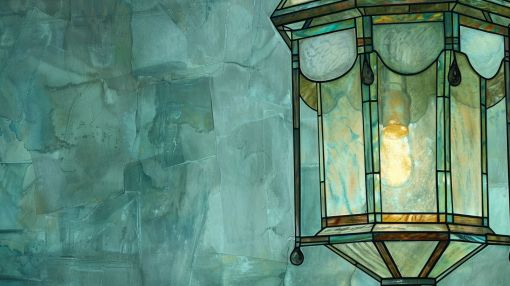 Teal Stained Glass Lantern Glow