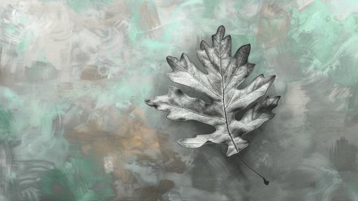 Silver Oak Leaf on Painted Canvas