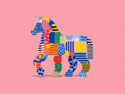 Patchwork Horse in Vibrant Patterns