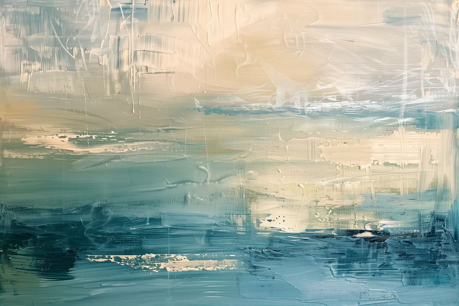 Tranquil Horizon in Teal and Cream