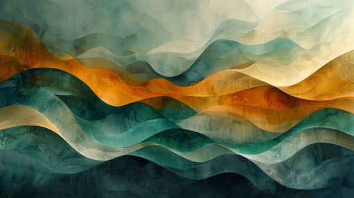 Flowing Waves of Amber and Teal