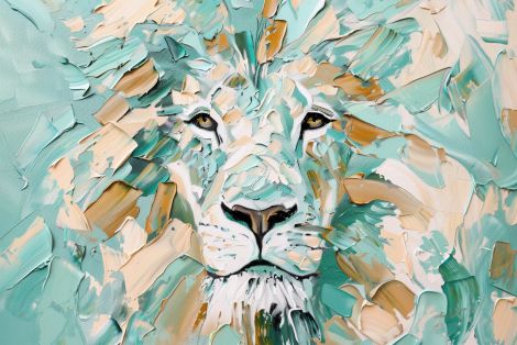 Majestic Lion in Turquoise and Gold