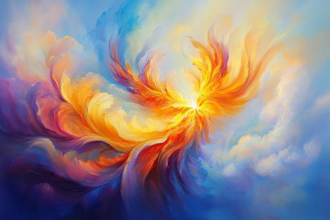 Phoenix Rising Through Celestial Flames