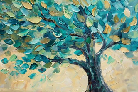 Turquoise Tree in Golden Wind