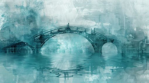 Misty Arched Bridge Over Still Waters