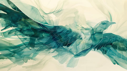 Ethereal Flight in Teal Watercolor